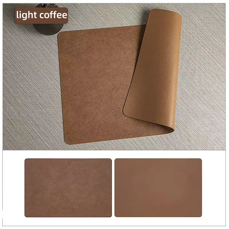 Waterproof Faux Leather Dining Table Mats – Heat Resistant Double-Sided