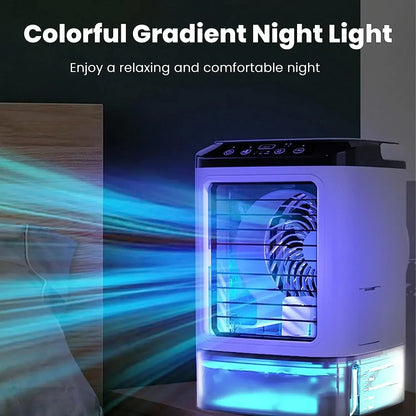 Desktop Portable Air Cooler with Dual Spray, 3-Speed, Night Light
