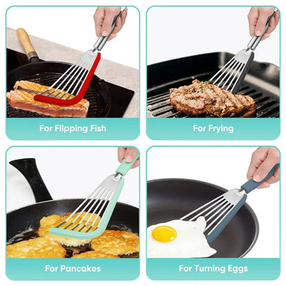 Silicone-Edged Slotted Turner - Heat-Resistant Stainless Steel Fish Spatula