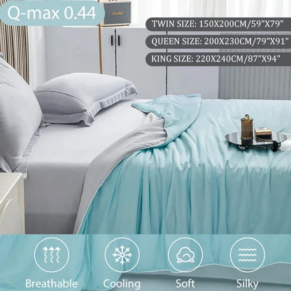 Cooling Blanket for Summer — Lightweight Ice Silk Comforter, Twin/King Size