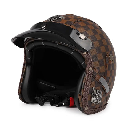Retro Open Face Motorcycle Helmet - Kael - 3/4 Size