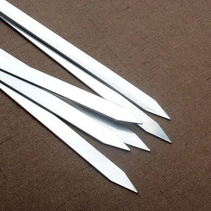 Extra Long Stainless Steel Skewers with Wooden Handle - Set of 6