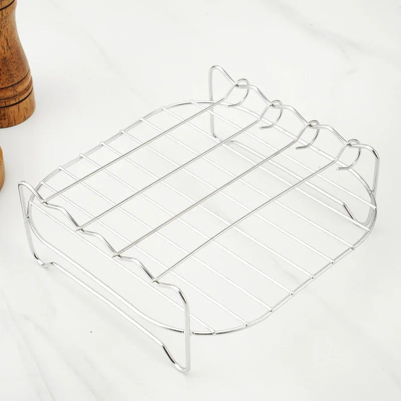 BBQ Grilling Set | Stainless Steel Skewers & Rack | For Grill, Air Fryer & Oven