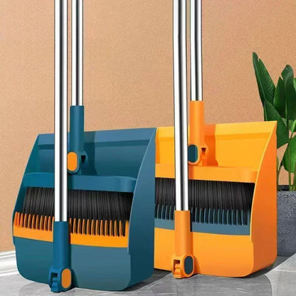 Compact Broom and Dustpan Set with Hair Removal and Foldable Design