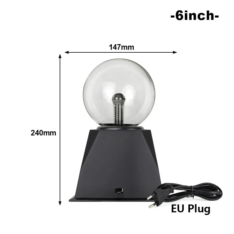 Touch-Activated LED Plasma Ball Lamp with Sound Control – 220V EU Plug, 10-20 cm, Decorative & Party Light