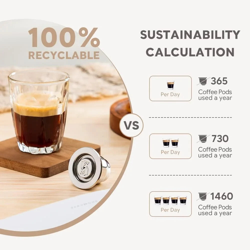 Stainless Steel Coffee Capsules for Nespresso OriginalLine – Refillable, Dishwasher Safe, Eco-Friendly