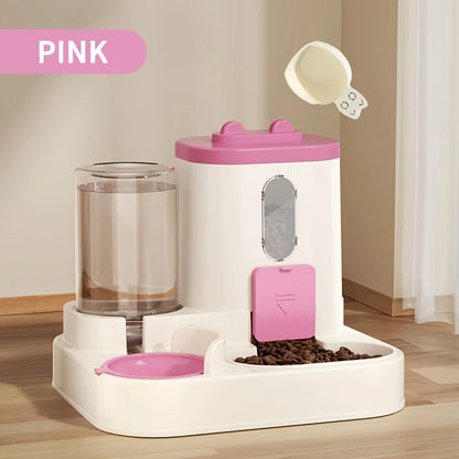 Automatic Food and Water Dispenser for Pets – 2-in-1 System with Stainless Steel Bowls and Non-Slip Feet – Suitable for Cats and Small Dogs