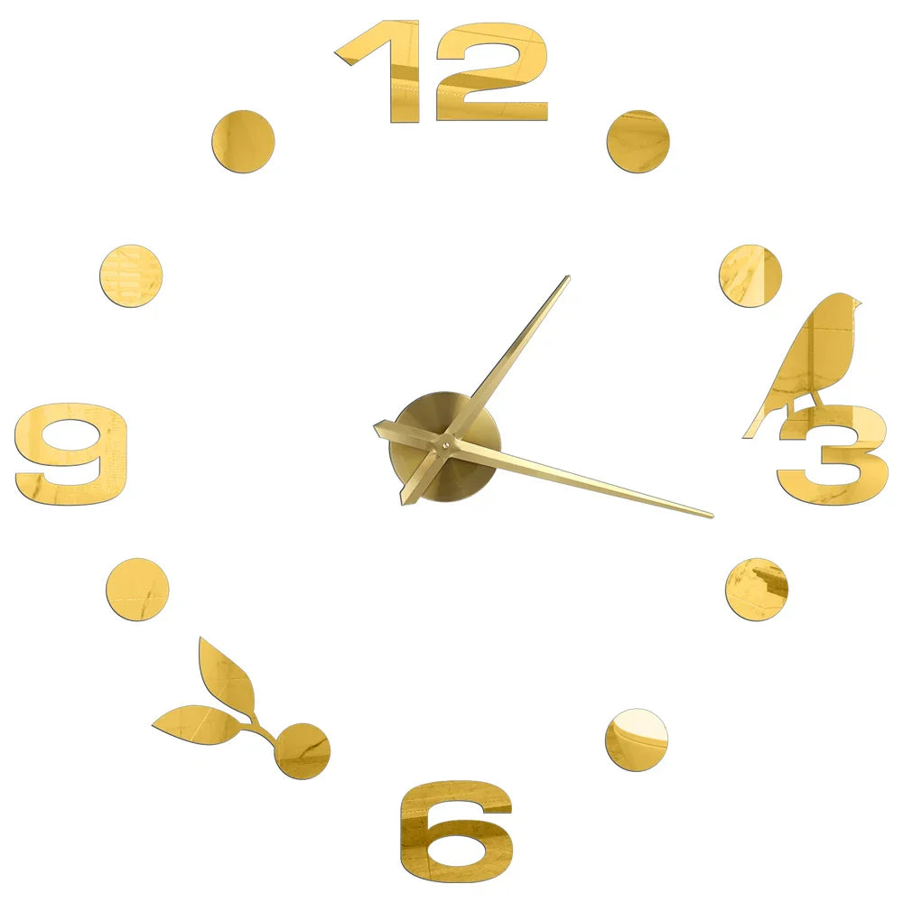 DIY 3D Mirrored Acrylic Wall Clock - Self-Adhesive Home Decor for Kitchen and Living Room