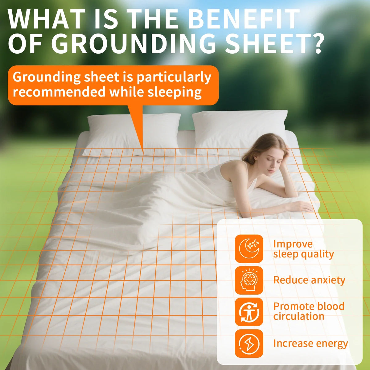Organic Cotton Grounding Sheet with Silver Fiber and Conductive Cable for Sleep