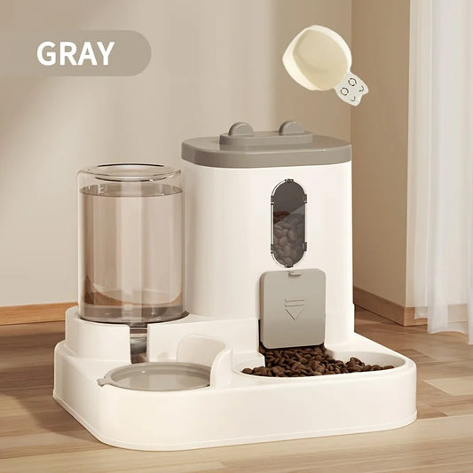 Automatic Food and Water Dispenser for Pets – 2-in-1 System with Stainless Steel Bowls and Non-Slip Feet – Suitable for Cats and Small Dogs