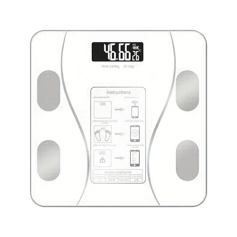 Bluetooth Digital Bathroom Scale with LED Display – Body Fat & Weight Tracker