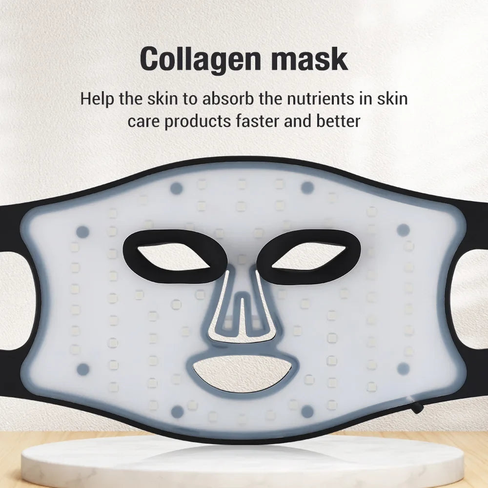 Facial Mask with 72 LEDs - Red, Blue, and 850nm Near-Infrared Light, 3 Levels, 4 Settings & Timer from 5 to 20 Minutes