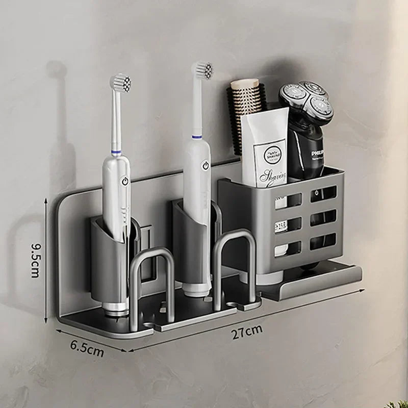 Aluminum Toothbrush Holder with Wand | Multifunctional & No Drill Organizer