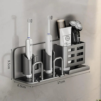 Aluminum Toothbrush Holder with Wand | Multifunctional & No Drill Organizer