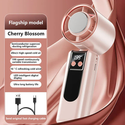 Handheld Fan with Cooling Function | Turbo Speed | USB Powered | Digital Display | 3 Speed Settings