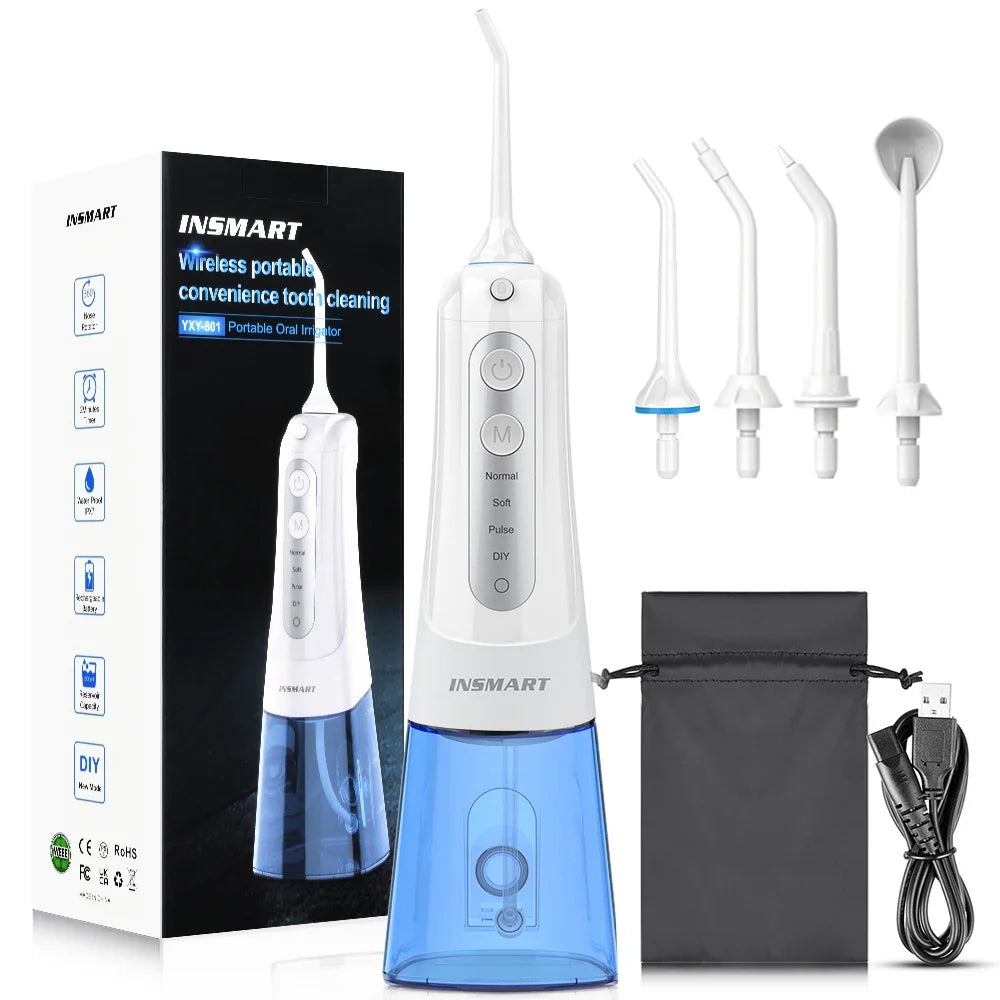 Water Flosser with 300ml Reservoir - USB-C Rechargeable, 4 Settings, IPX7 Waterproof