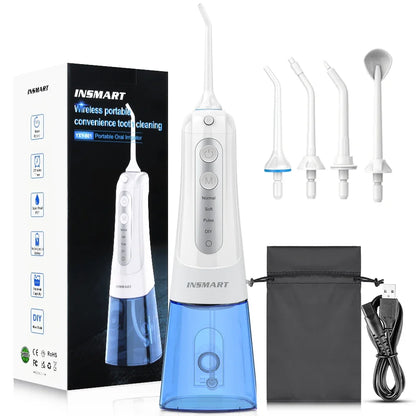 Water Flosser with 300ml Reservoir - USB-C Rechargeable, 4 Settings, IPX7 Waterproof