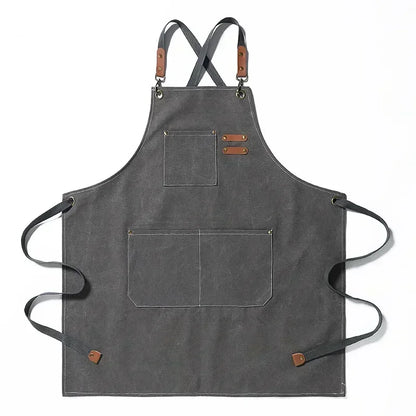 Adjustable Unisex Chef Apron with Pockets – Durable Canvas Workwear