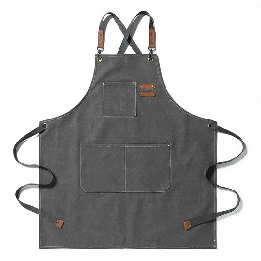 Adjustable Unisex Chef Apron with Pockets – Durable Canvas Workwear