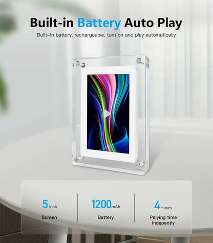 Rechargeable Digital Photo Frame with Acrylic IPS Screen for Home Decor