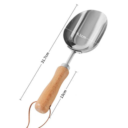 5-Piece Garden Tool Set | Stainless Steel Gloves with Wooden Handle | Shovel, Rake, Plant Fork
