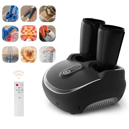 Foot and Calf Massager with Heat, Air Compression, 5 Settings, LCD Display & Washable Cover