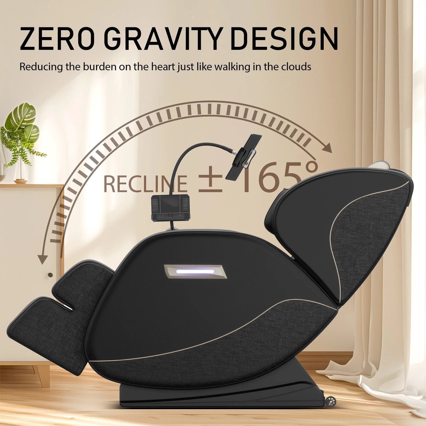 Full Body Massage Chair with Zero Gravity, 6 Rollers, 24 Airbags, Heating for Waist and Legs, Foot Rollers, Bluetooth and Touchscreen