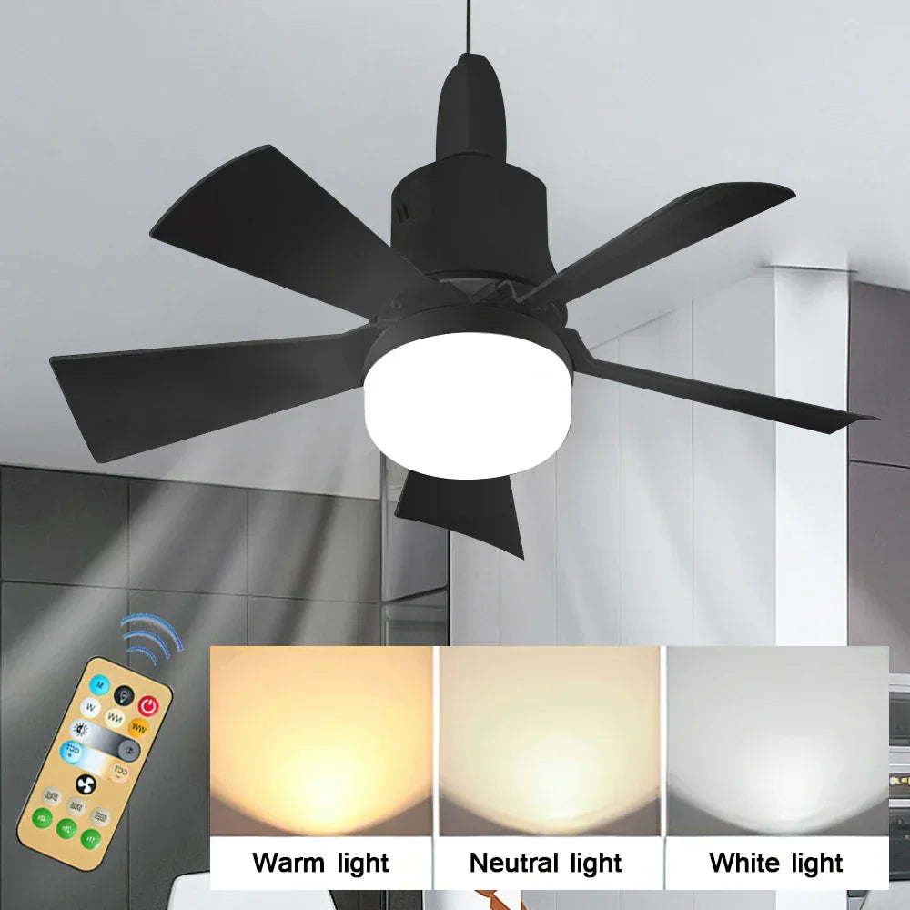 30W Remote-Controlled Ceiling Fan Light - LED Dimming, Quiet Design for Bedroom & Living Room