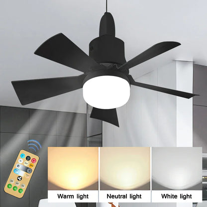 30W Remote-Controlled Ceiling Fan Light - LED Dimming, Quiet Design for Bedroom & Living Room