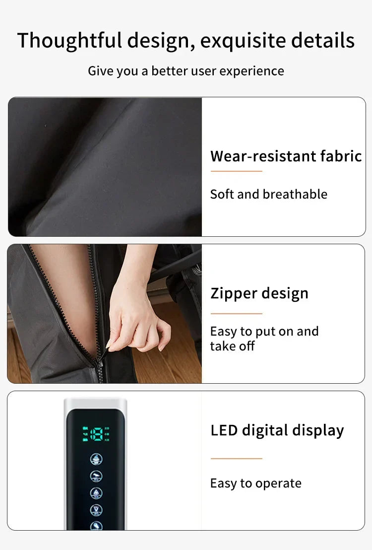 Leg Massager Boots with Air Compression – 360° Foot and Calf Wraps, 3 Modes & Intensities, Remote Control