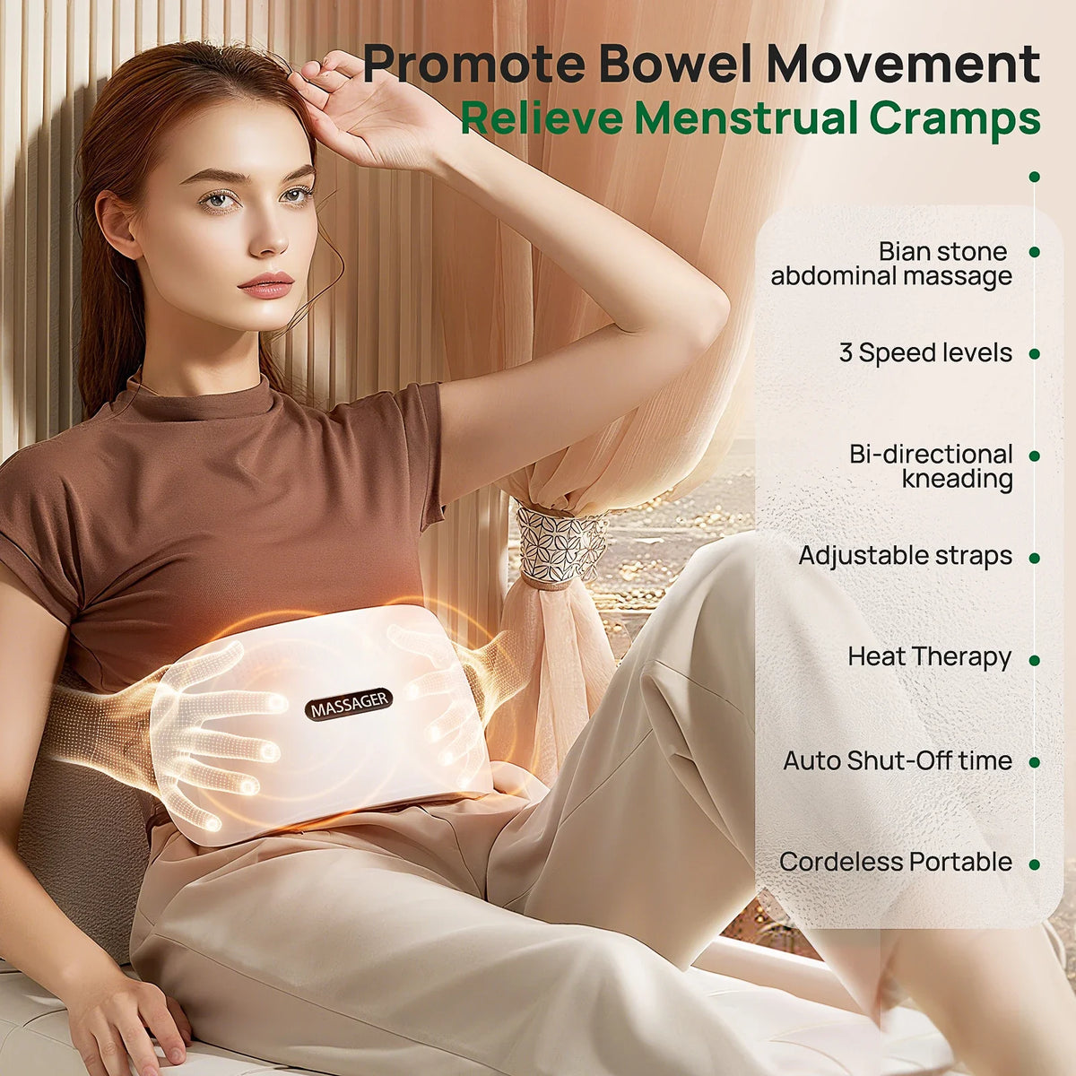 Cordless Heating Pad for Abdomen – Massager for Cramps and Relaxation