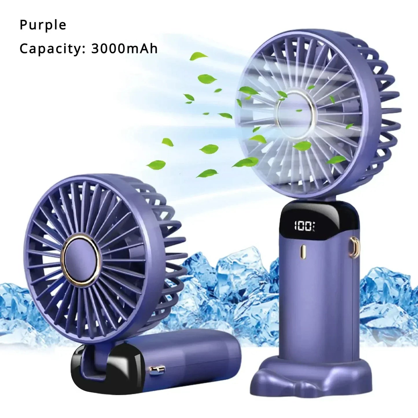 Portable Mini Fan 5000mAh – Wireless USB Rechargeable with Digital Screen and Phone Holder, 5-Speed Neck Hanging Design