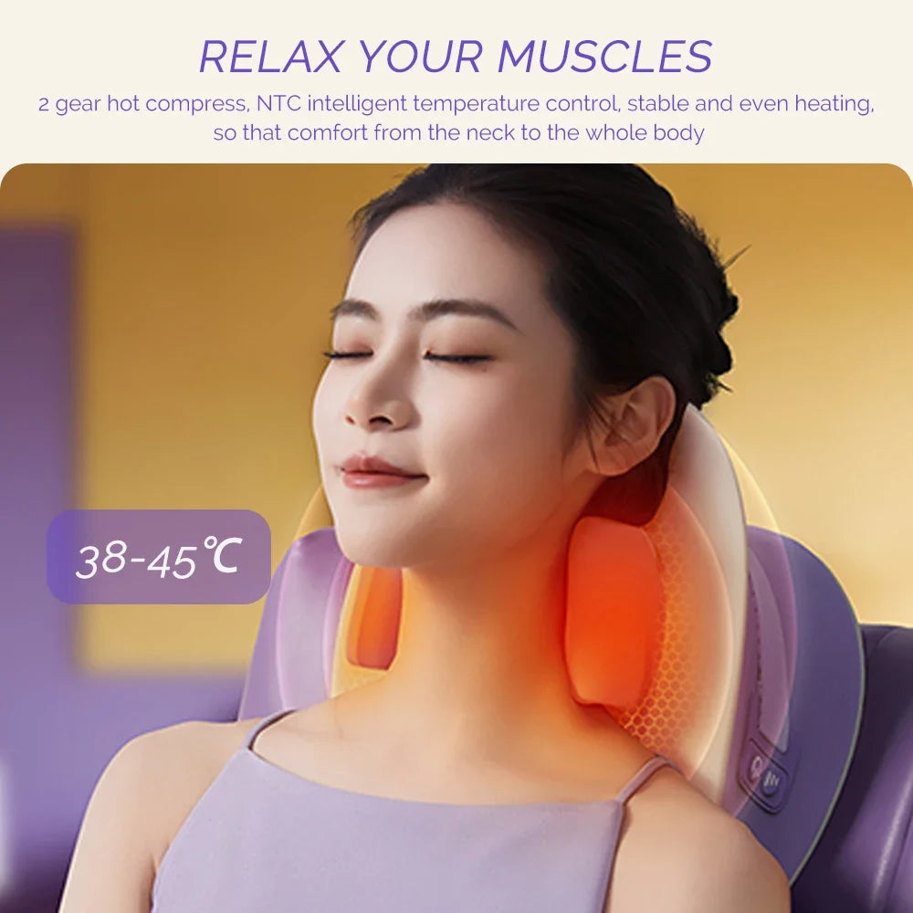 Rechargeable Neck and Shoulder Massager with Heat – 6D Kneading Heads, 2 Levels