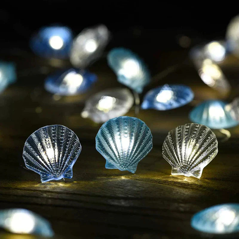 Ocean-Themed LED String Lights | 2m Length | 20 Bulbs | Shell & Starfish Design | Perfect for Birthdays, Parties & Kids' Rooms