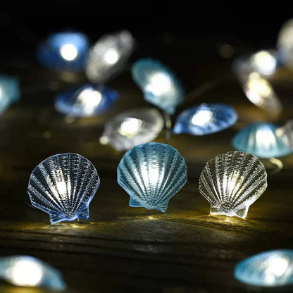 Ocean-Themed LED String Lights | 2m Length | 20 Bulbs | Shell & Starfish Design | Perfect for Birthdays, Parties & Kids' Rooms