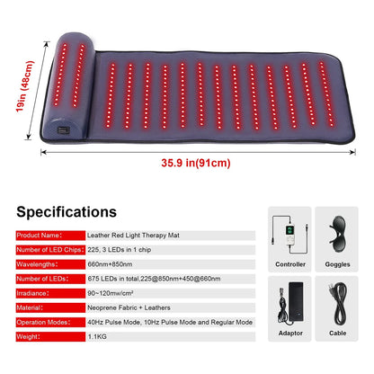 Infrared Heat Pad for Body Relief – Red Light Therapy Mat with Neck Support, 660nm & 850nm