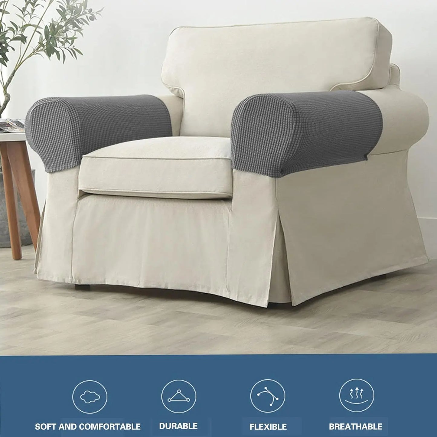 Waterproof Quilted Armrest Covers – Set of 2 Stretch Fit