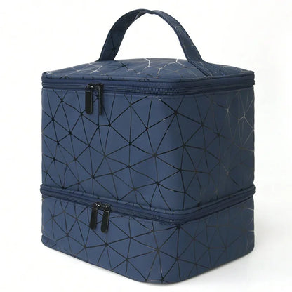 Portable Cosmetic Bag for Women | Double-Tier Nail Polish Holder | Travel Case