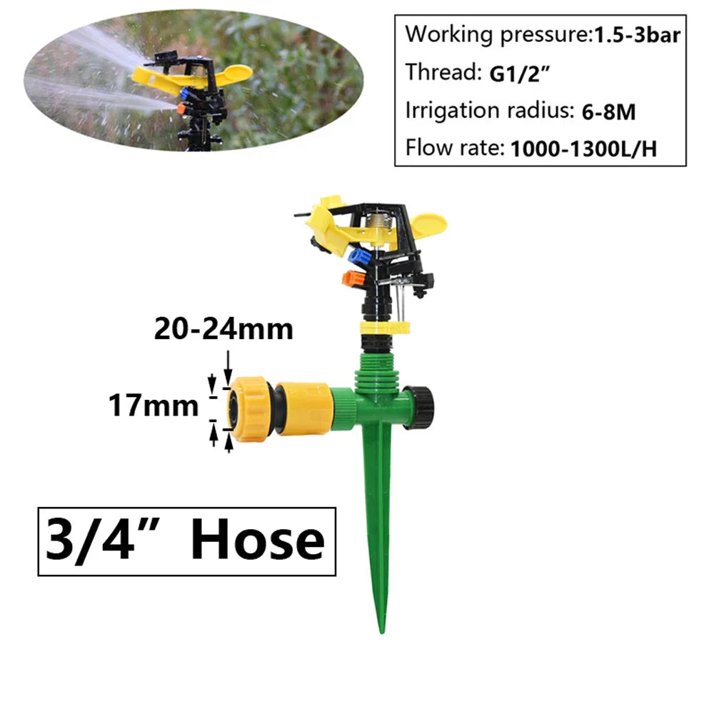 360° Garden Sprinkler with 1/2" Outer Thread | Coverage Area 5–12 m