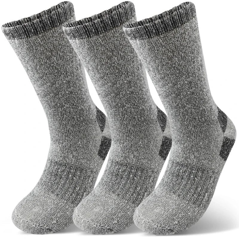Men's Thermal Winter Socks - 3 Pairs, Thick Warm Wool, Mid-Length for Skiing & Outdoor Use