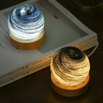 Atmospheric Night Lamp with 3D Crystal Planet Design