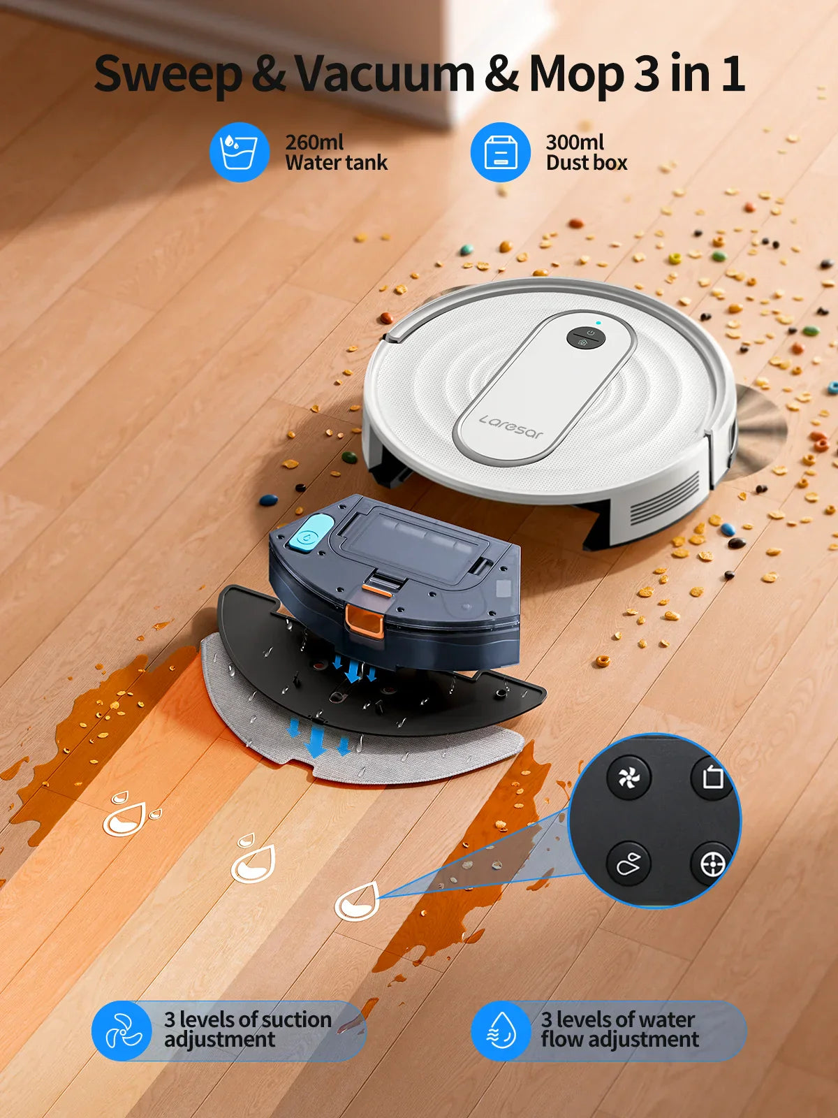 2-in-1 Vacuum and Mopping Robot with Gyroscopic Navigation and App Control