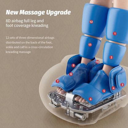 Foot and Calf Massager with Heat, Air Compression, 5 Settings, LCD Display & Washable Cover