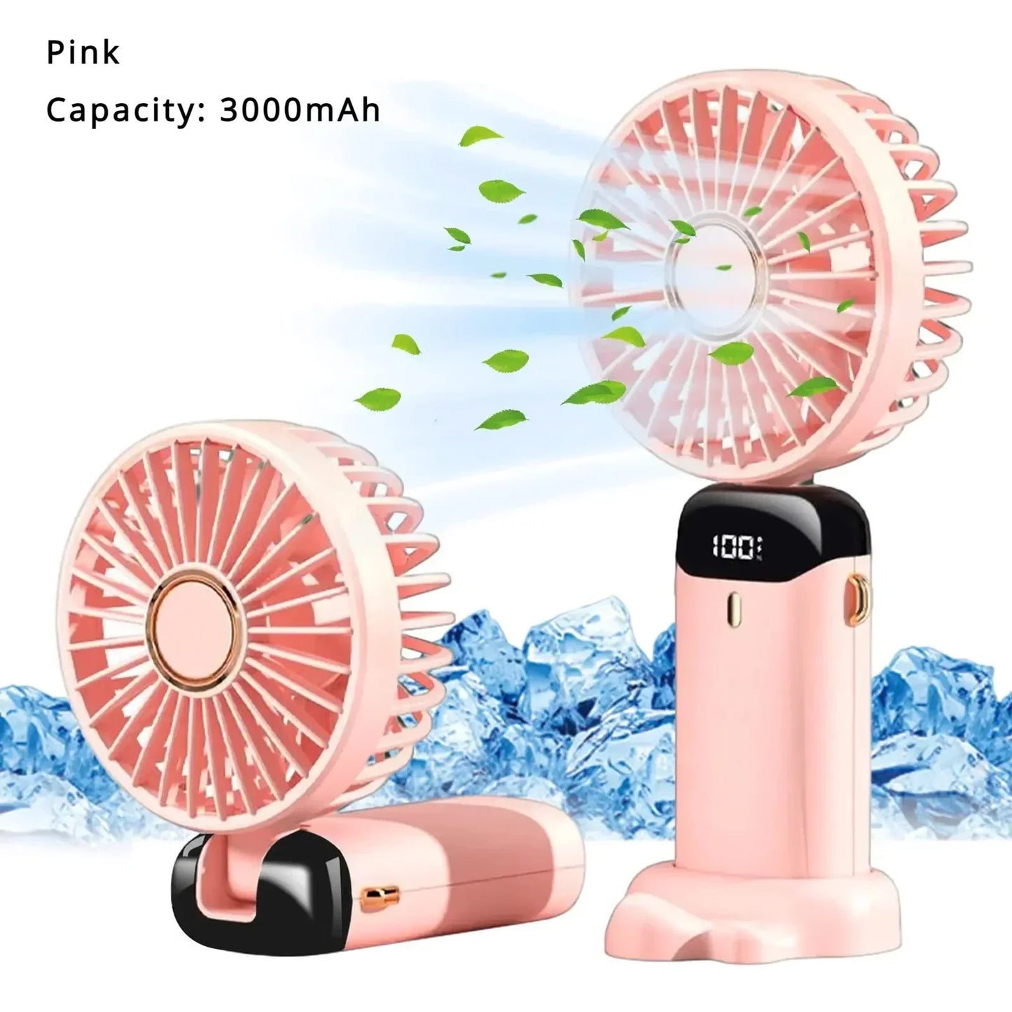 Portable Mini Fan 5000mAh – Wireless USB Rechargeable with Digital Screen and Phone Holder, 5-Speed Neck Hanging Design