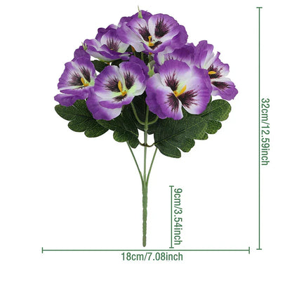 Artificial Pansies - 5 Stems for Wedding & Party Decorations