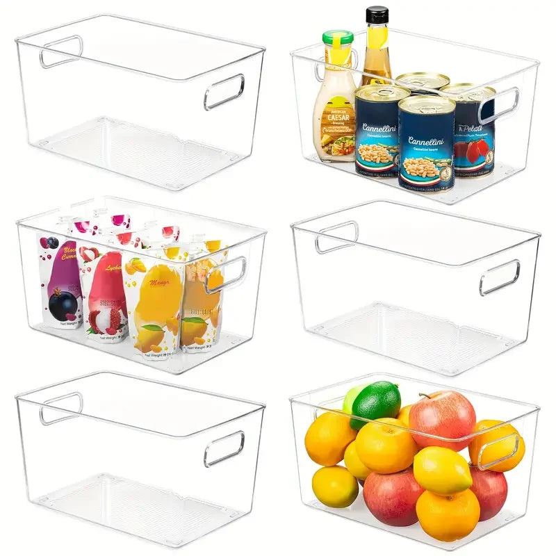 Stackable Clear Acrylic Storage Bins for Refrigerator and Pantry Organization
