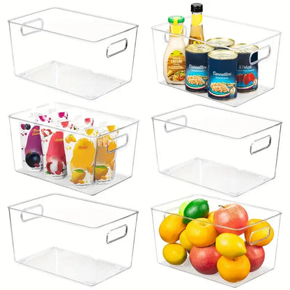 Stackable Clear Acrylic Storage Bins for Refrigerator and Pantry Organization