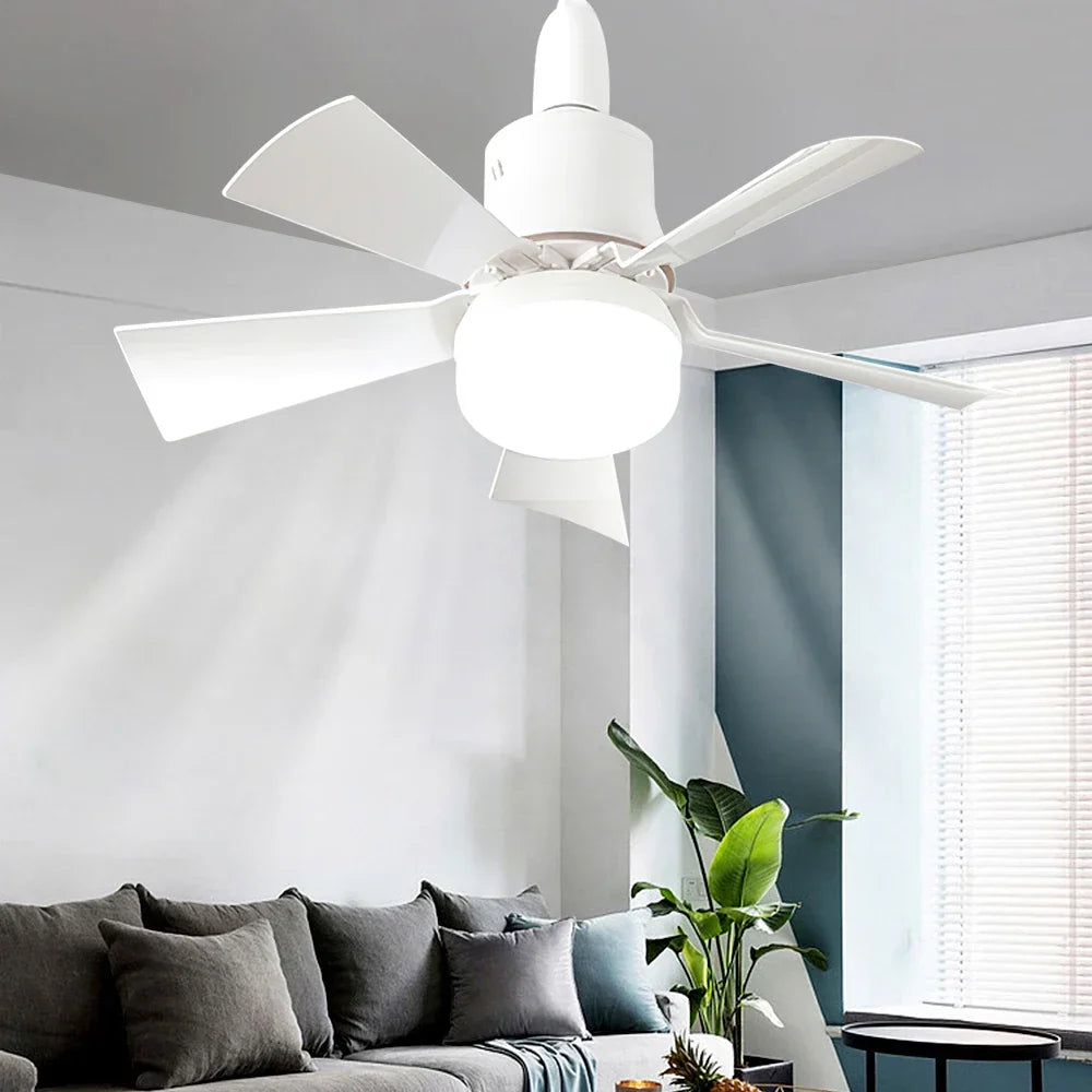 30W Remote-Controlled Ceiling Fan Light - LED Dimming, Quiet Design for Bedroom & Living Room