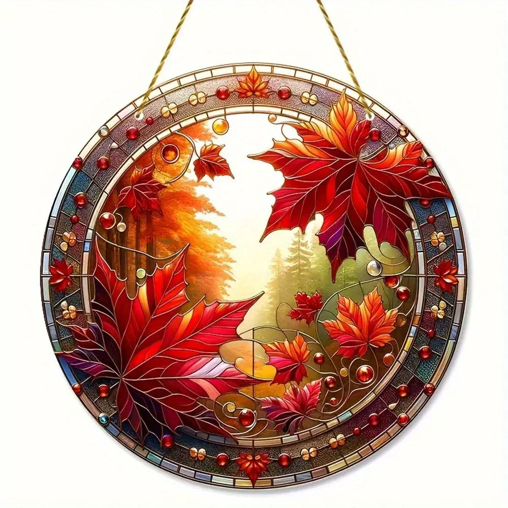 Acrylic Window Hanger | Floral Sun Catcher | Round Winter & Christmas Decor