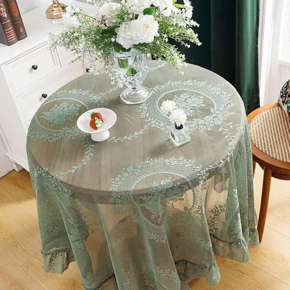 Elegant Floral Lace Round Table Cover